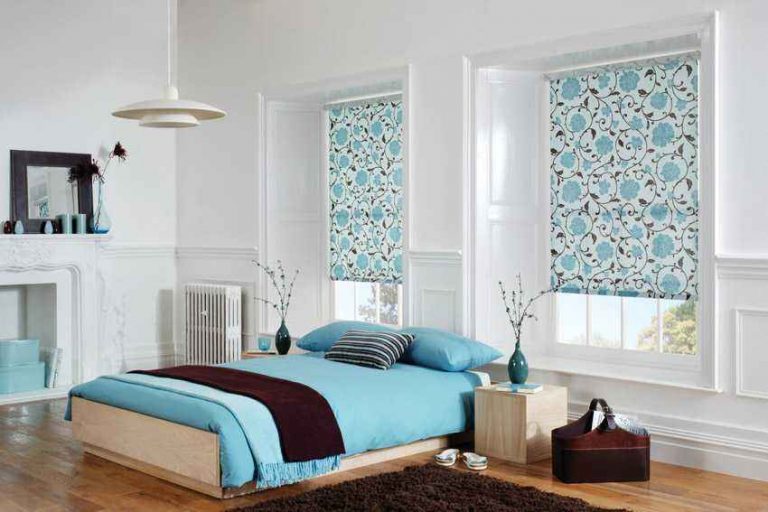 printed blinds bedroom