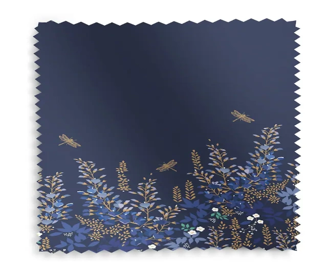 Navy blue floral roller blinds