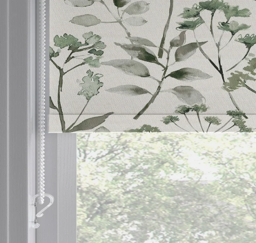 Green Watercolor Floral Roller Blind