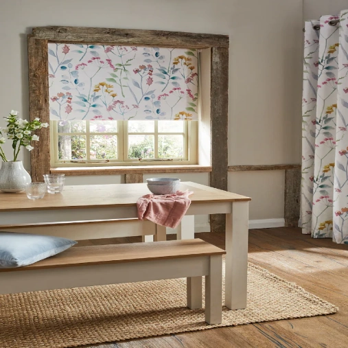 Pink Isla floral roller blinds