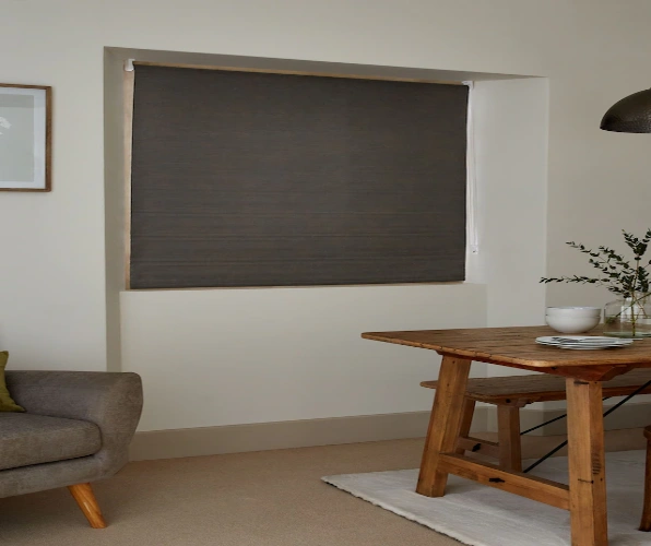 Dark grey blackout roller blind