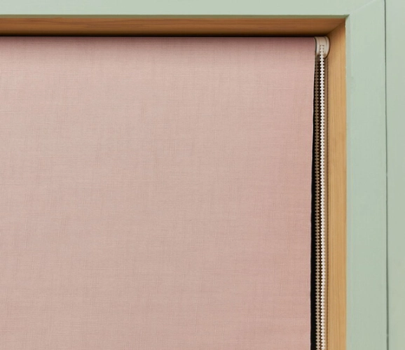 Blush pink, textured, ready-made blackout roller blind